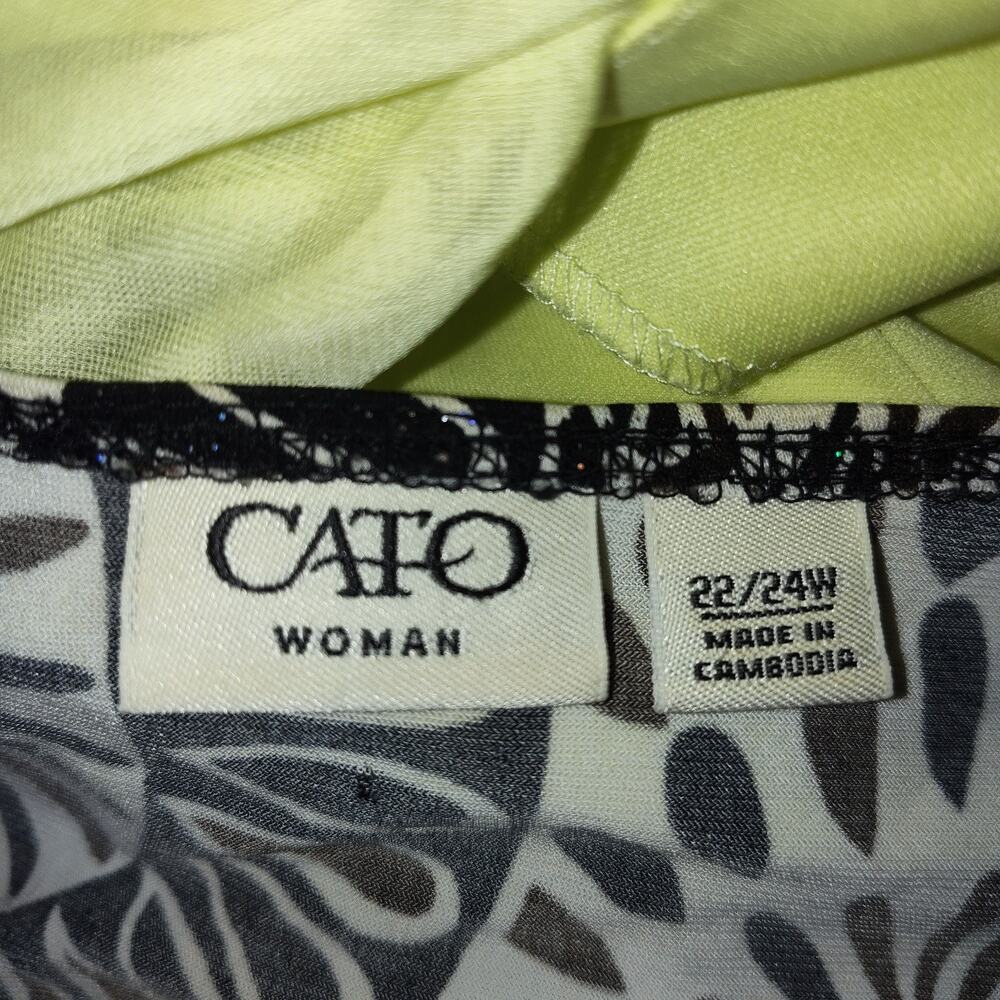 Cato Woman Women’s Black White Patterned V Neck Bow Waist Dress Size 22/24W BG22 - Picture 4 of 4